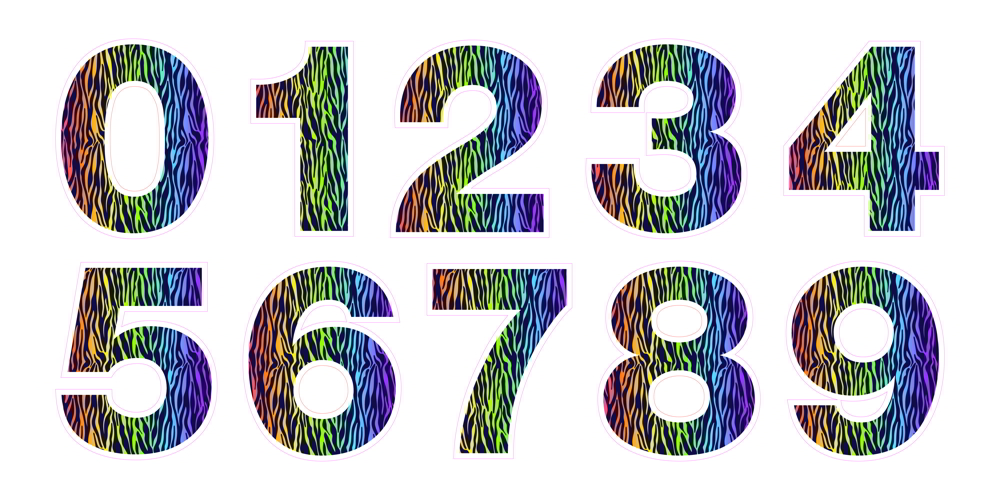 Rainbow Zebra Numbers Template